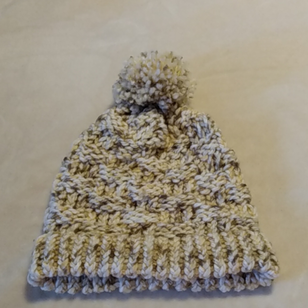 Hand-knit checkerboard beanie